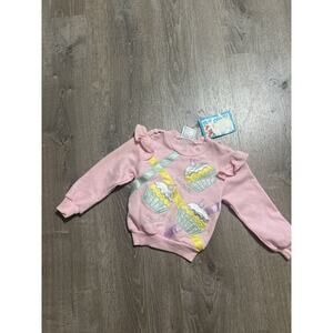 Tuff Cookies Girls Pink Sweatshirt 80’s 90’s Embroidered Cupcakes Metallic 3T